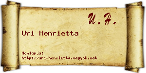Uri Henrietta névjegykártya